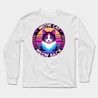 baby lasagna meow cat please meow back Long Sleeve T-Shirt